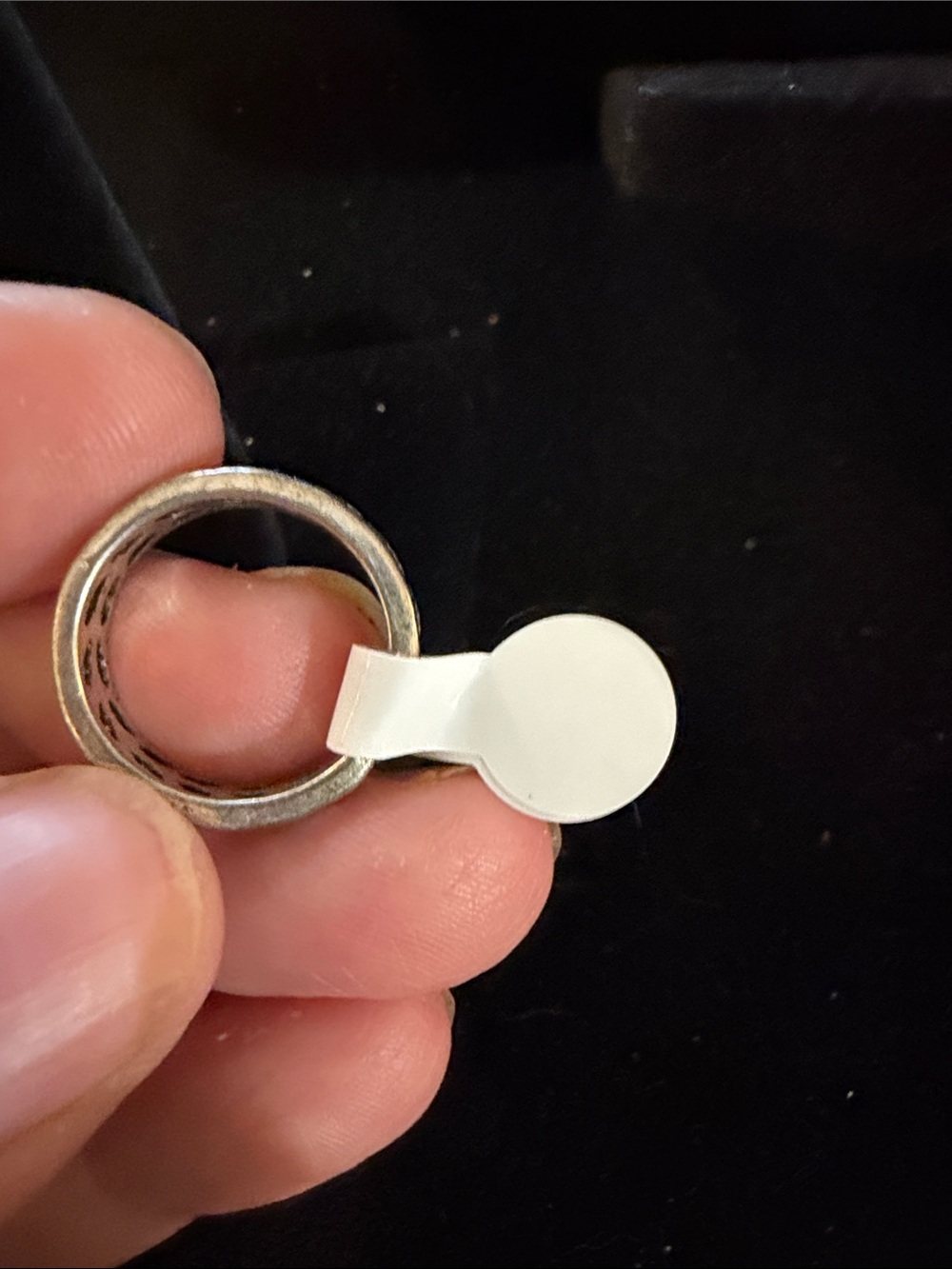 Silver-Tone Black Inlay Pattern Ring - Picture 2 of 4